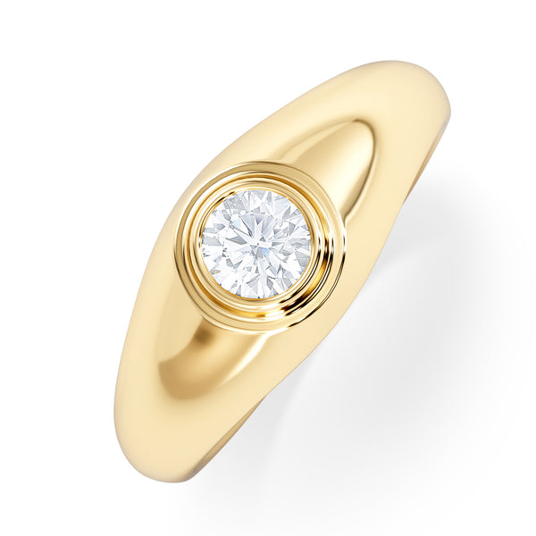 Mens 0.50ct Lab Diamond Signet Ring 0.50ct Round Cut Set in 9k Gold